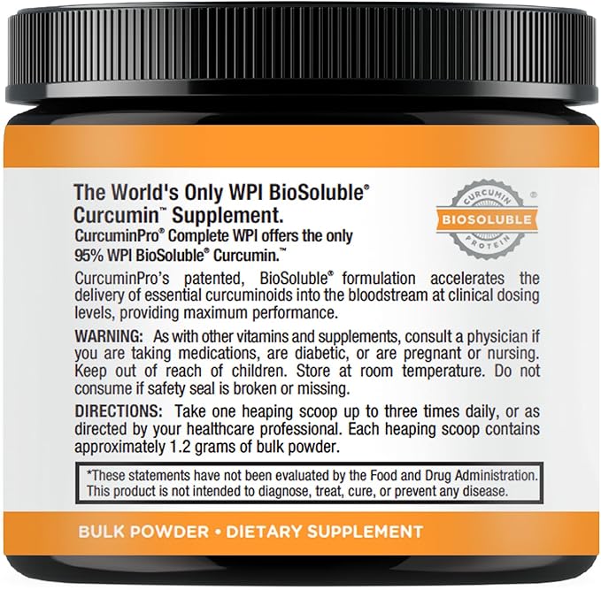 curcuminpro Complete Curcumin Bulk Powder | BioSoluble Organic Turmeric Curcumin Supplement | Natural Wellness Support | 90 Grams