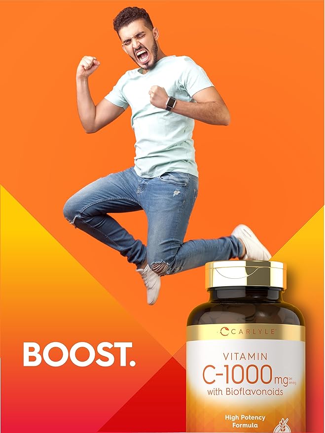 Carlyle Vitamin C 1000mg | with Rose Hips and Citrus Bioflavonoids | 250 Caplets | Vegetarian, Non-GMO, Gluten Free Supplement