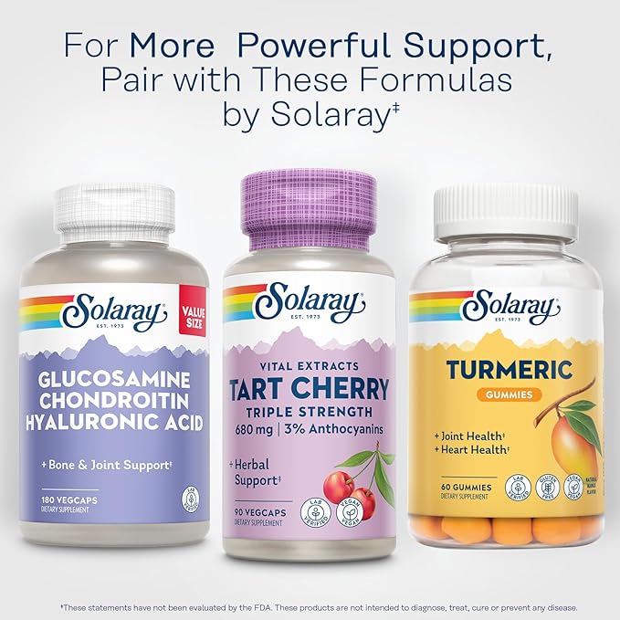 SOLARAY Triple Strength Tart Cherry Extract with 3% Anthocyanins - Tart Cherry Capsules for Healthy Uric Acid Levels and Muscle Recovery Support, Vegan, 60-Day Guarantee, 45 Servings, 90 VegCaps