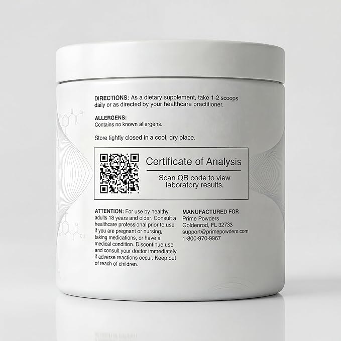 Prime Powders NMN Powder | 100g Fast Dissolve Powder Supplement | 500mg Nicotinamide Mononucleotide per Serving | Manufactured in The USA Third-Party Tested