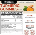 Turmeric Curcumin Gummies, Gummy with 500mg Turmeric Curcumin and Ginger with Black Pepper Extract for High Absorption,Mango Flavor (60 Count（Pack of 1）)