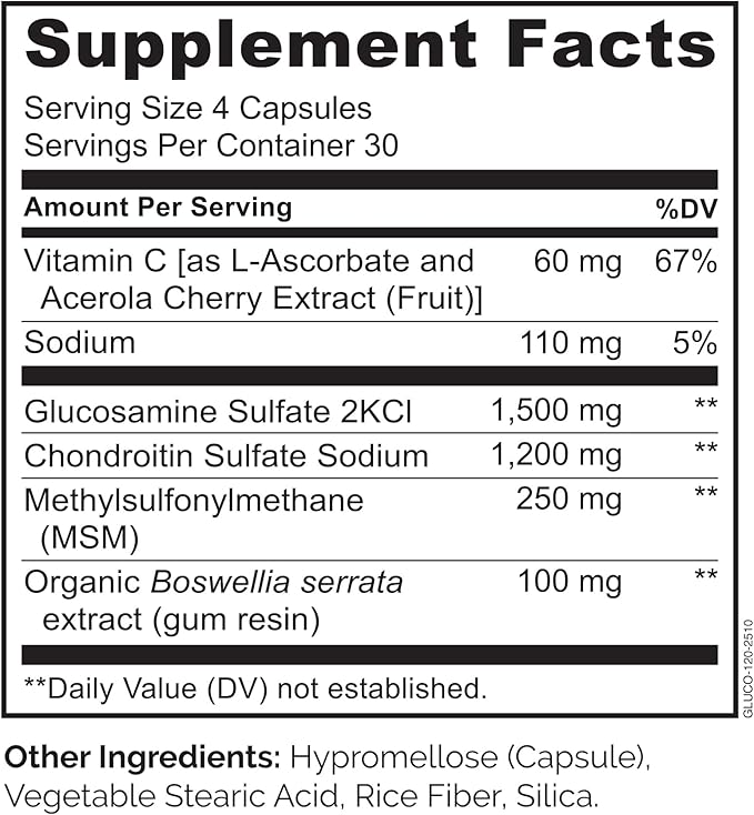 NATURELO Glucosamine Chondroitin MSM with Boswellia and Vitamin C - Supplement for Joint Comfort, Mobility, and Strength - 120 Capsules (Pack of 2)