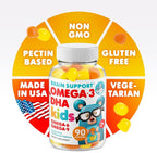 DR. MORITZ Omega 3 Kids Gummies (180 Count), Vegan Omega3 Gummies for Kids with No Fish Oil, Vitamins for Brain & Heart Health, Gluten-Free Omega 3 6 9