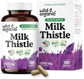 Wild & Organic Milk Thistle Capsules 1000mg - Liver Supplement - Silymarin Milk Thistle Seeds Powder for Liver Support - 180 Vegan Capsules - 3-Month Supply - No Fillers, Non-GMO