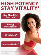 Iron Supplement 65mg, with Vitamin C, D3, B6, B12 & Folate, Spinach, Broccoli, Beet Root, Pumpkin Seeds, Dandelion & Carrots, Blood Building & Energy Support, 60 Tablets