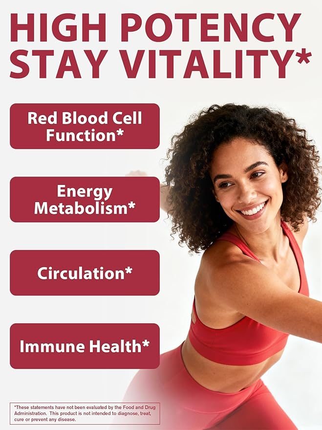 Iron Supplement 65mg, with Vitamin C, D3, B6, B12 & Folate, Spinach, Broccoli, Beet Root, Pumpkin Seeds, Dandelion & Carrots, Blood Building & Energy Support, 60 Tablets
