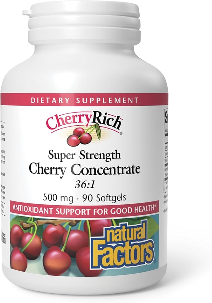 CherryRich by Natural Factors, Super Strength Cherry Concentrate, Antioxidant Support for Healthy Joints and Uric Acid Metabolism, 90 softgels (90 servings)