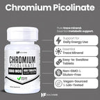 HealthFare Chromium Picolinate 1000mcg | 800 Tablets (Pack of 2) | High Absorption Mineral Supplement | Supports Healthy Sugar Metabolism & Nutrient Absorption | Non-GMO, Gluten-Free | Made in USA