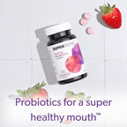 SuperTeeth Oral Probiotics for Mouth Bad Breath & Cavities, Oral Defense Dental Probiotic to Support Healthy Teeth & Gums, Lactobacillus Reuteri Chewable for Kids & Adults, 60 Strawberry Tablets