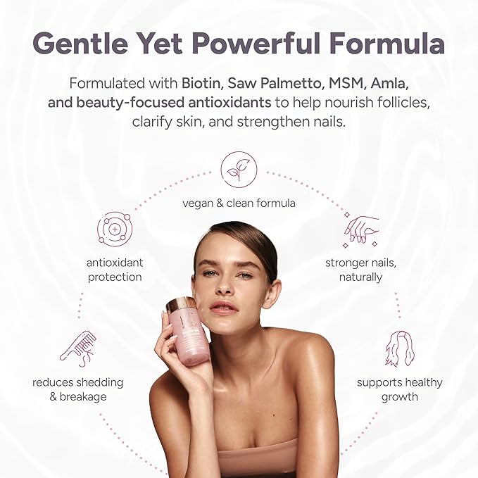 Halo Beauty Hair Skin & Nails Supplement Refill Pack | Thicker Hair Growth, Radiant Skin & Strong Nails Support with Biotin, Collagen & Keratin | Women’s Vegan Capsules | Made in USA | 1-Month Supply