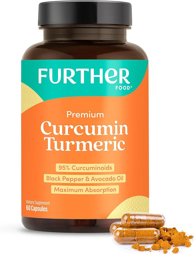Further Food Premium Curcumin Turmeric Capsules 500mg – Organic, High Potency with Black Pepper & Avocado Oil