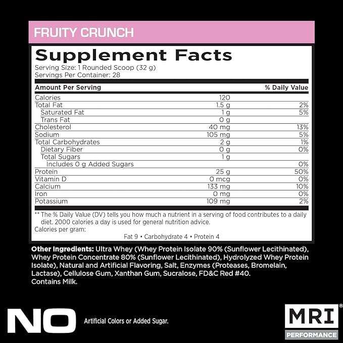 MRI Performance Ultra Whey Protein 25g Triple-Blend of Hydrolyzed, Isolate & Concentrate for Muscle Recovery, Lean Strength & Daily Protein Support (Fruity Crunch, 28 Servings)