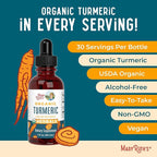 MARYRUTH'S Organics Organic Turmeric Liquid Extract | Sugar Free | USDA Organic | Organic Turmeric Supplement | Non-GMO | Gluten Free | Vegan | Alcohol-Free Tincture | 1 Fl Oz