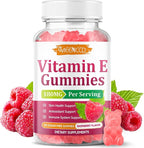 MEENCCD Vitamin E Gummies, 180 mg (400 IU) dl-Alpha, Daily Skin Support, Sugar-Free, Vegan, Non-GMO, Raspberry Flavor, 60 Count