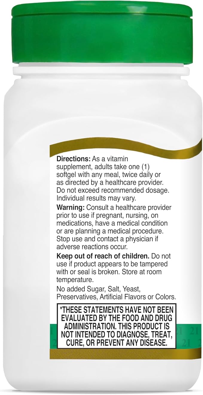 21st Century E 400 I.U. Natural (D-Alpha) Softgels, 110-Count
