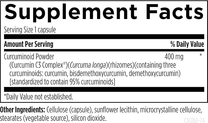 Designs for Health C3 Curcumin Complex - Highly Bioavailable Curcuminoid Turmeric Supplement, 400mg with 3 Bioactive Curcuminoids - Non-GMO, Gluten-Free + Vegetarian (60 Capsules)