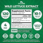 Zazzee Extra Strength Wild Lettuce 10:1 Extract, 120 Vegan Capsules, 4 Month Supply, Lactuca Virosa, Relaxation, Calm & Mood Support, Concentrated 10X Extract, 100% Vegetarian, Non-GMO, Made in USA