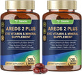 19-in-1 AREDS 2 + Eye Vitamins for Macular Health and Dry Eye, Lutein and Zeaxanthin Supplement with Vitamin C/E, Zinc, Omega-3, Support Eye Strain, Pressure, Night Vision & Hydration - 2 Pack