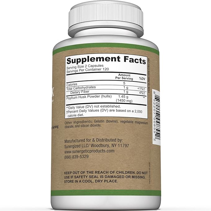 Premium Psyllium Husk Fiber Supplement 1450mg, 240 Capsules