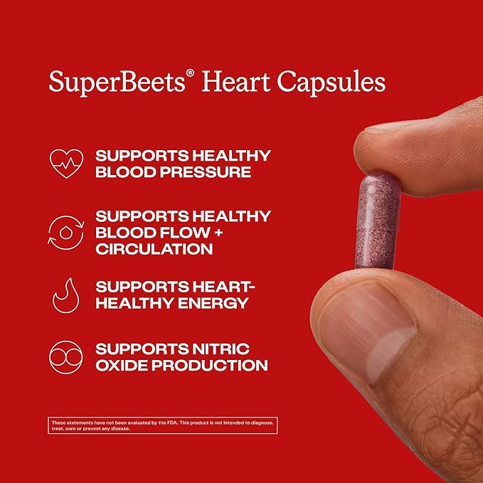 Humann SuperBeets Beet Root Capsules Quick Release 1000mg, Helps Support Nitric Oxide Production, Blood Pressure Support, Heart Health, Contains Non-GMO Beetroot Powder, Studied Antioxidants 180 Count