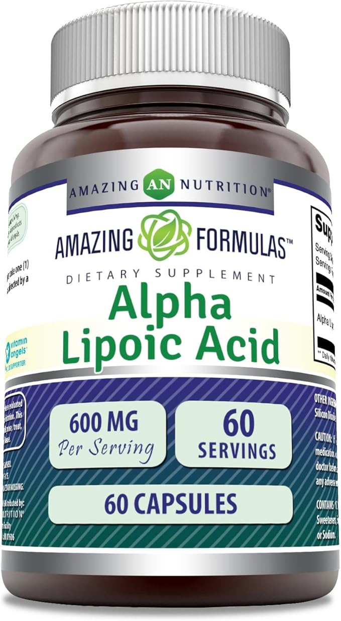 Amazing Formulas Alpha Lipoic Acid | 600 Mg Per Serving Supplement | Capsules | Non-GMO | Gluten Free | Made in USA (1 Pack | 60 Count)