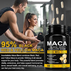 Organic Maca Root Powder Capsules 1500 mg with Black + Red + Yellow Peruvian Maca Root Extract Supplement for Men and Women - 60 Vegan Capsules