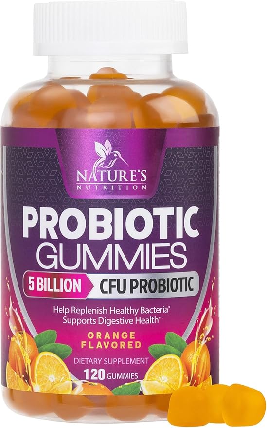 Probiotics for Digestive Health Gummies - 6 Unique Strains for Daily Immune Support & Gut Health, Supports Constipation, Gas & Bloating - Best Probiotic Supplement Gummy for Women & Men - 120 Gummies