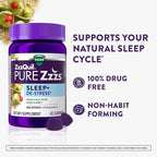 ZzzQuil PURE Zzzs De-Stress Melatonin Sleep Aid Gummies, Helps Calm Your Mind and Body, Ashwagandha for Stress Support, Sleep Aids for Adults, 1 mg per gummy, 42 Count
