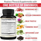 Berberine with Ceylon Cinnamon, Turmeric, Milk Thistle, Artichoke, Black Pepper - 150 Count - Pack of 1