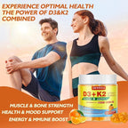 Vitamin D3 K2 Gummies，Vitamin D3 5000IU + K2 (MK-7) 100mcg Gummies for Adults | Immune Health Support, Teeth & Muscle Function Boost |90 Count