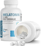 Bronson Melatonin 12mg Fast Dissolve Nighttime Sleep Aid Support & Relaxation Support, 180 Peppermint Vegetarian Lozenges