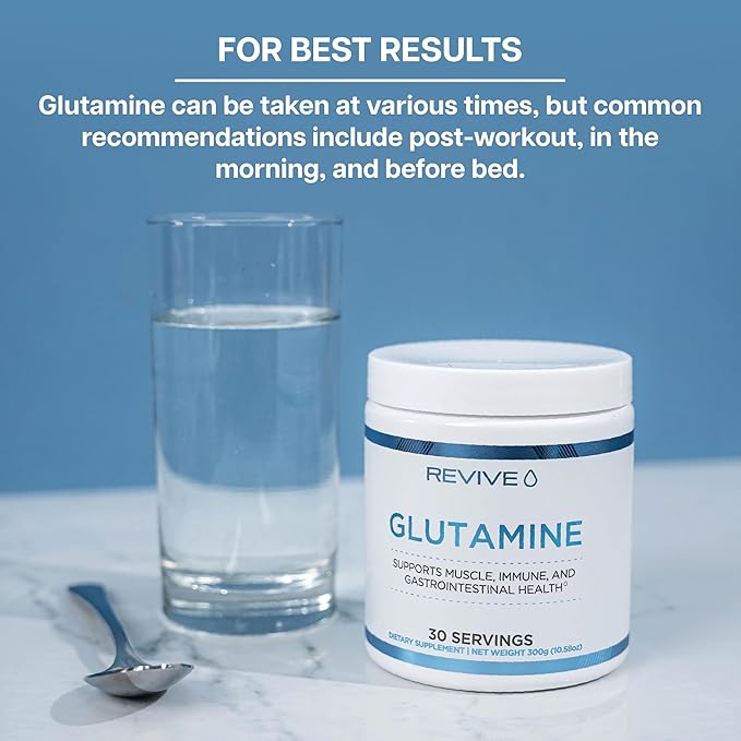 Revive MD Gut L-Glutamine Powder – Muscle Recovery & Immune Support Supplement for Adults – Promotes Digestive Health, Reduces Muscle Soreness & Supports Immunity – Vegan (30 Servings)