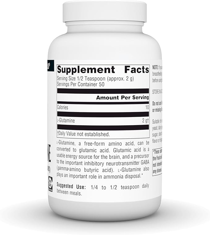 Source Naturals L-Glutamine, Free Form Amino Acid that Supports Metabolic Energy* - 100 Grams Powder