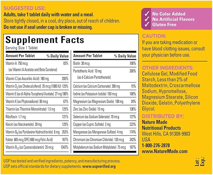 Nature Made Multi for Her 50+ Vitamin & Mineral Tabs, 90 ct (Pack of 2) (Packaging May Vary)