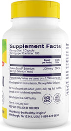 Healthy Origins Selenium 200 mcg, 180 Capsules - SelenoExcell High Bioavailability Organically Bound Fermented Selenium - Supports Immune System Function, Thyroid Health & Healthy Cellular Support
