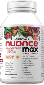 ANDREW LESSMAN Essential-1 nuonce max Multivitamin 5000 IU Vitamin D3 360 Small Capsules. 100 mcg Methyl B12. CoQ10 Lutein Lycopene Zeaxanthin. High Potency. No Additives. Ultra-Mild One Daily Capsule