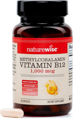 NatureWise Vitamin B12 Methylcobalamin - Active Form for Ultra Absorption - 1000mcg Methylated B12 for Energy, Nerve & Heart Support - Non-GMO, Vegan, USA Manufactured - 60 Capsules[60-Day Supply]