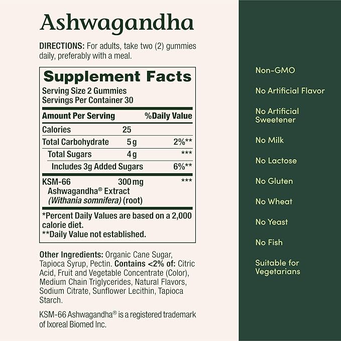 Nature's Bounty Ashwagandha Gummies, 300mg KSM-66 Ashwagandha Extract, Mixed Berry, 60 Gummies (Pack of 3)