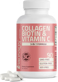 Bronson Collagen Peptides 3000mg (per Serving) with Biotin & Vitamin C - for Hair, Skin & Nails Support, Non-GMO, 90 Tablets