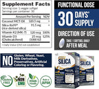 LABO Nutrition Bioactive Silica – Hair, Skin, Nails, Collagen Formation, Joint & Bone Strength – Support Bone Health & Collagen Booster– 99% Purity Rice-Derived Silica Supplement, 30 Vegan Softgel x 3