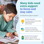 FIRST DAY Kids Focus & Brain Supplement Gummies Ages 4+ | Attention & Calm Support with Cognizin® Citicoline & Phosphatidylserine | Organic, Vegan | 30-Day Supply