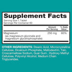 Qunol Magnesium Glycinate Complex, Gentle on Stomach, 250mg One Pill Dose, Superior-Absorption Magnesium, Nerve, Bone and Muscle Health Supplement, 60 Count (Pack of 1)
