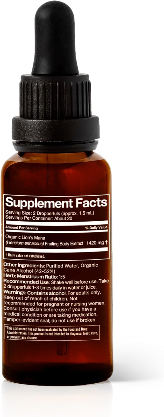 Plant Therapy Organic Lion's Mane Tincture 30 mL (1 oz) Supports Brain Health, Mental Clarity & Memory, Potent & Natural Extraction Process, Vegan, Non GMO, Gluten Free, Liquid, 1 Bottle