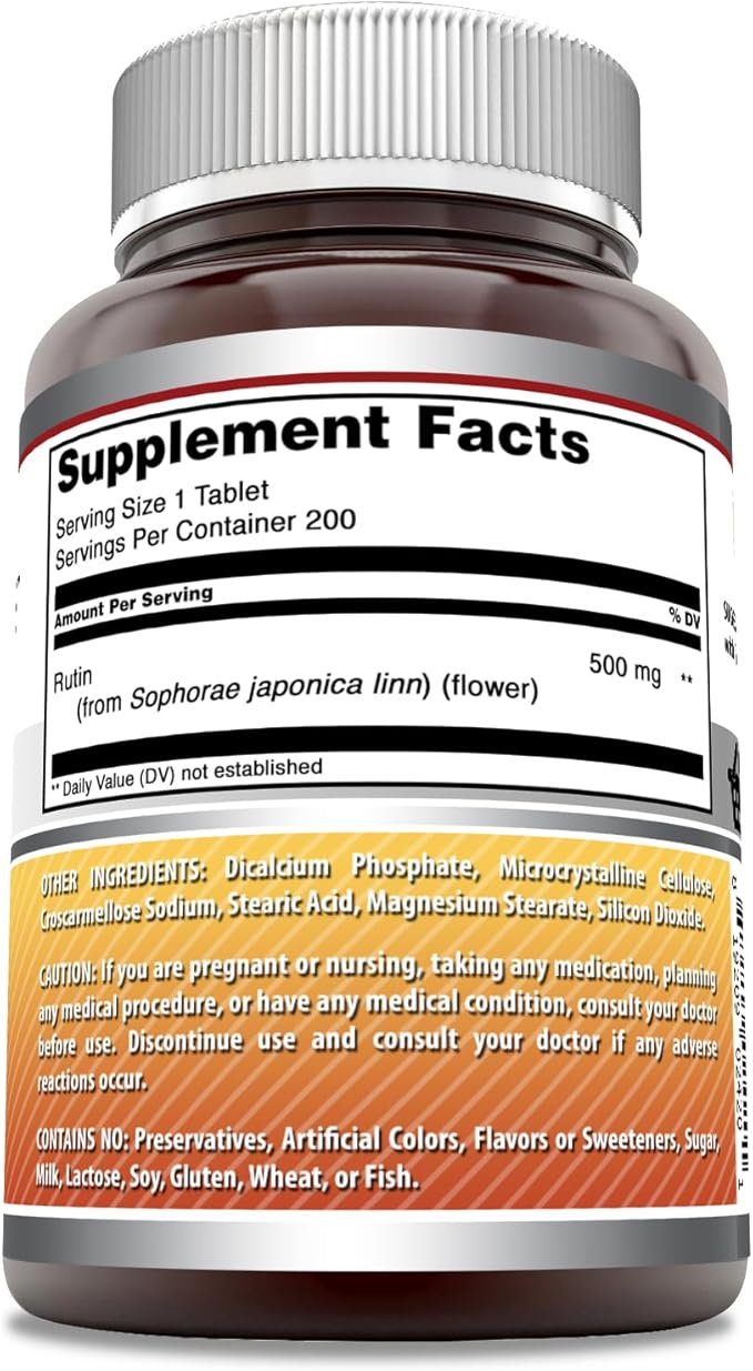 Amazing Formulas Rutin 500mg 200 Tablets Supplement | Non-GMO | Gluten Free | Made in USA
