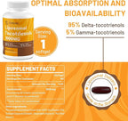 Liposomal Tocotrienols 1000mg - High Bioavailability Vitamin E Tocotrienols Supplements,95% Delta & 5% Gamma Tocotrienol Capsules Support Skin,Bone,Antioxidant,180 Softgels