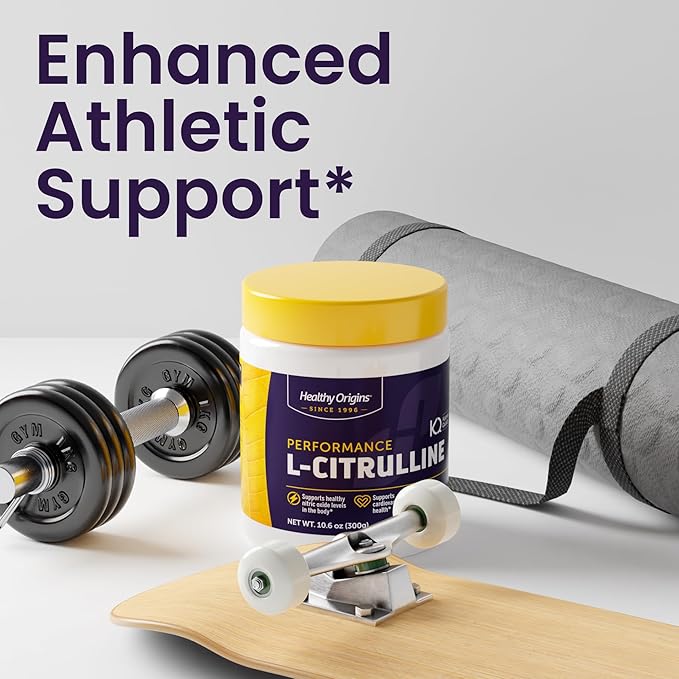 Healthy Origins L-Citrulline Powder 2,000 mg per Serving, 10.6 oz (300g) - American-Made USP Grade Amino Acid Supplement - Supports Nitric Oxide Production, Circulatory Health & Muscle Metabolism