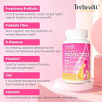 70 Billion CFUs Vaginal Probiotics, PH Balance with Probiotic & Prebiotic & D-Mannose, Women Probioticos for Odor & Flora, Yeast, vag, Urinary Health, GMO-Free, 60 Days Supply