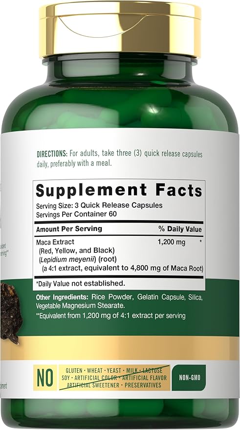 Carlyle Maca Root Capsules for Women & Men | 180 Count | High Potency Extract | Non-GMO & Gluten Free Supplement