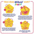 Milkaid Junior Lactase Enzyme Chewable Tablets for Lactose Intolerance | Prevents Gas, Bloating, Diarrhea in Children| Fast Acting Dairy Digestive Supplement for Kids| Strawberry Flavor | 60 ct (3)