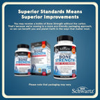 BioSchwartz Bone Strength Supplement - Gentle Non-Constipating Bone Health Supplement for Women & Men with 9-in-1 Complex with Calcium Magnesium Zinc D3 K2 & More - 3rd Party Tested - 1 Month